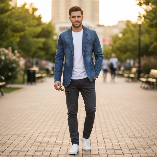 Blazer Denim Sob Medida | Blazer Para Homens Casual e Refinado