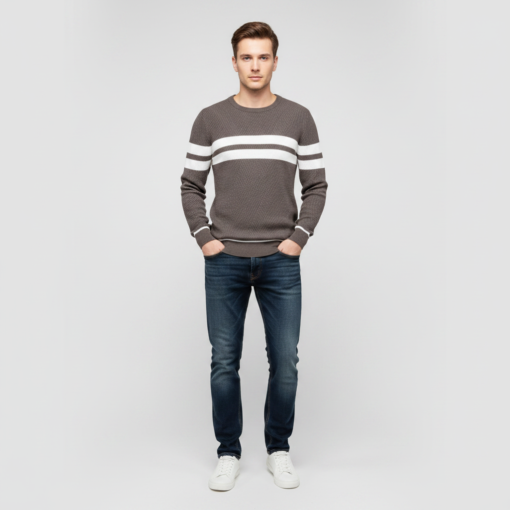 Suéter Elegante Listrado | Suéter Masculino Casual