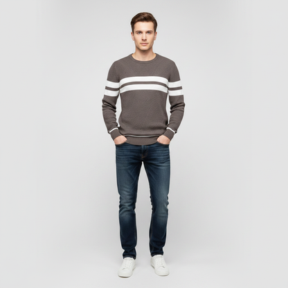 Suéter Elegante Listrado | Suéter Masculino Casual