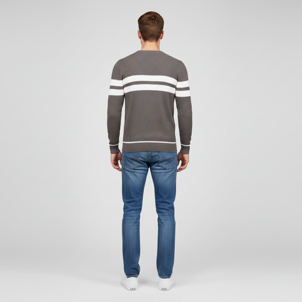 Suéter Elegante Listrado | Suéter Masculino Casual