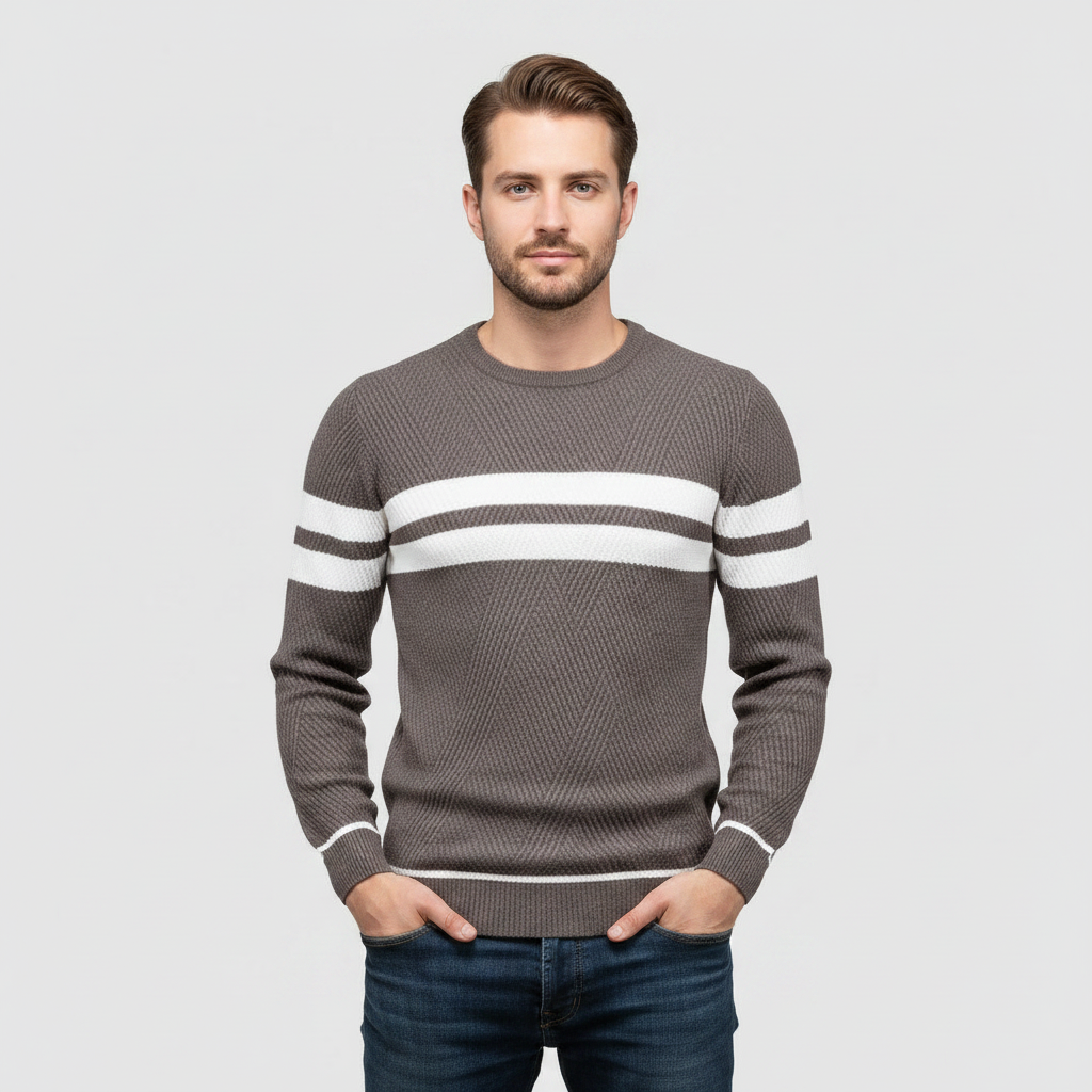 Suéter Elegante Listrado | Suéter Masculino Casual