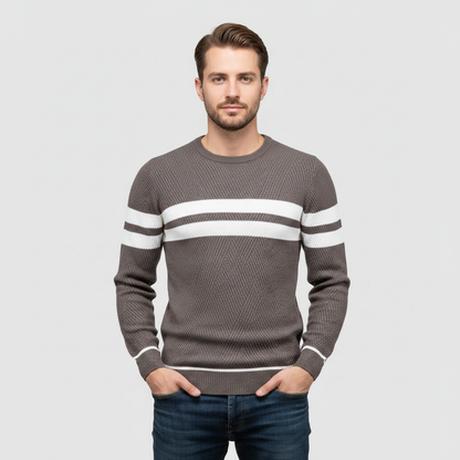 Suéter Elegante Listrado | Suéter Masculino Casual