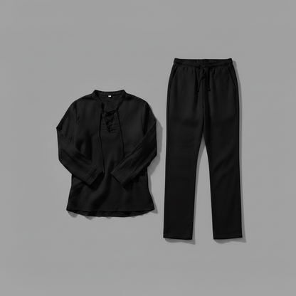 Conjunto Masculino de Linho Milo | Camisa Henley e Calça Casual