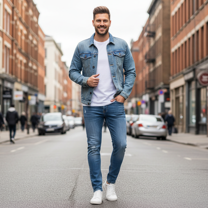 Calça Jeans Slim Fit Rasgado Masculino | Calça Casual Confortável