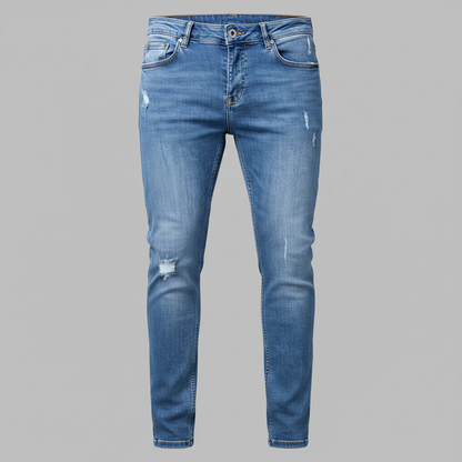 Calça Jeans Slim Fit Rasgado Masculino | Calça Casual Confortável