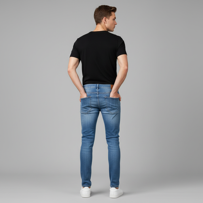 Calça Jeans Slim Fit Rasgado Masculino | Calça Casual Confortável
