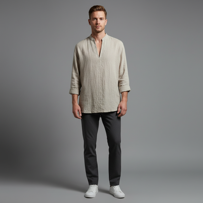 Camisa de Linho Masculina | Camisa Manga Curta Casual