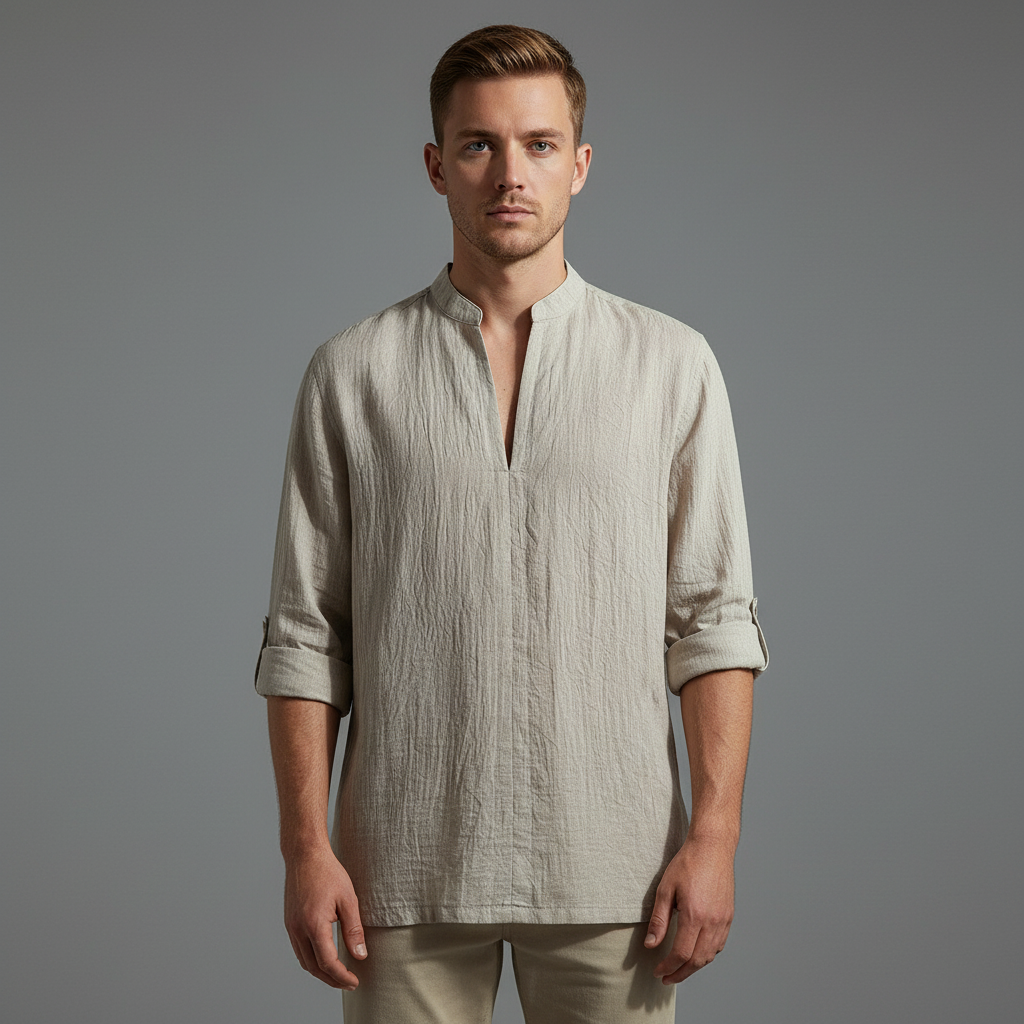 Camisa de Linho Masculina | Camisa Manga Curta Casual