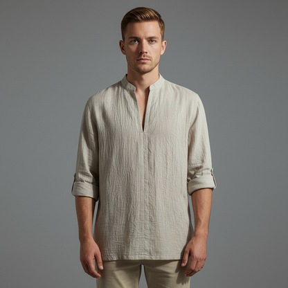 Camisa de Linho Masculina | Camisa Manga Curta Casual