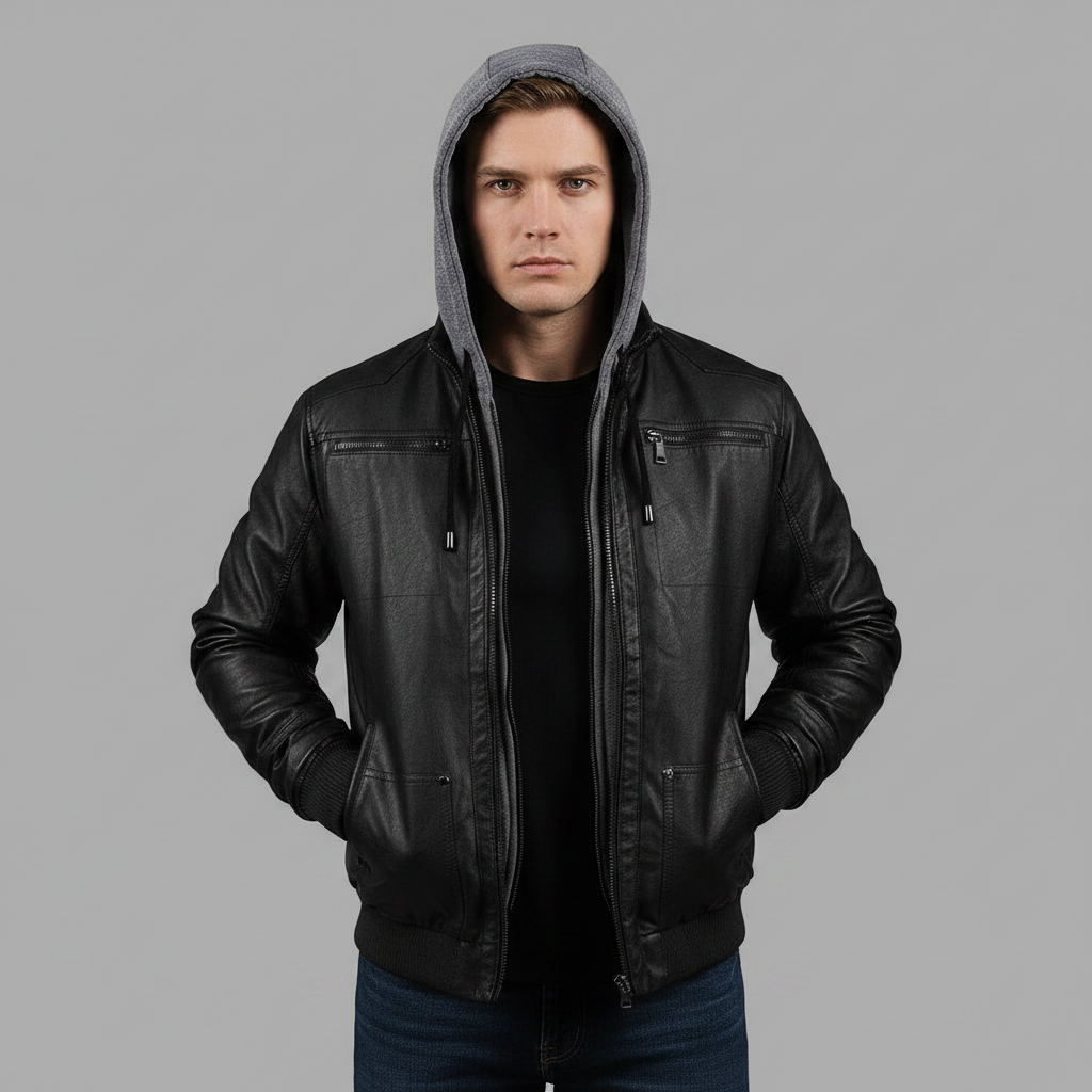 Bomberjack Masculino com Capuz e Bolsos com Zíper