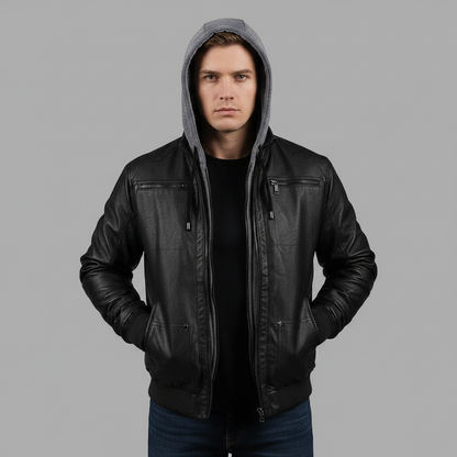 Bomberjack Masculino com Capuz e Bolsos com Zíper