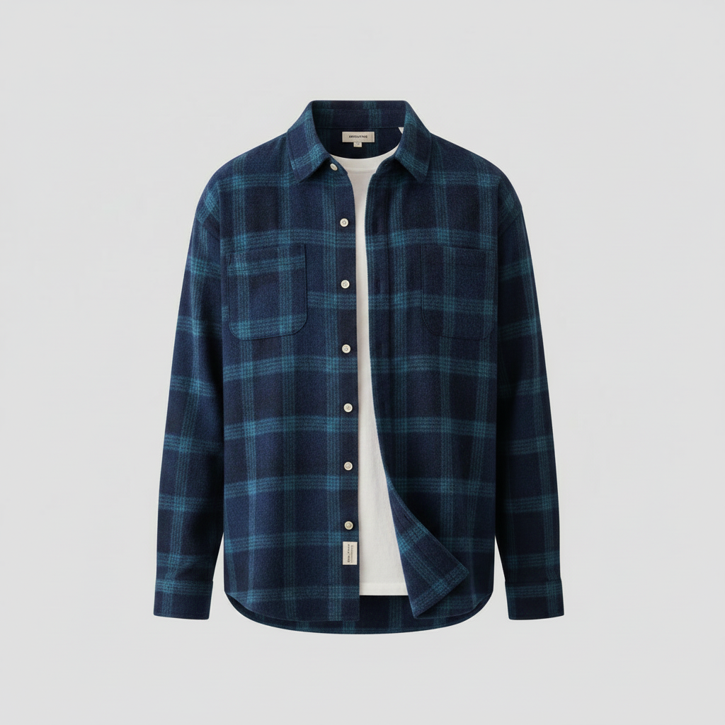 Camisa Xadrez Masculina Manga Longa com Bolsos | Camisas Homem