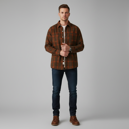 Camisa Xadrez Masculina Manga Longa com Bolsos | Camisas Homem