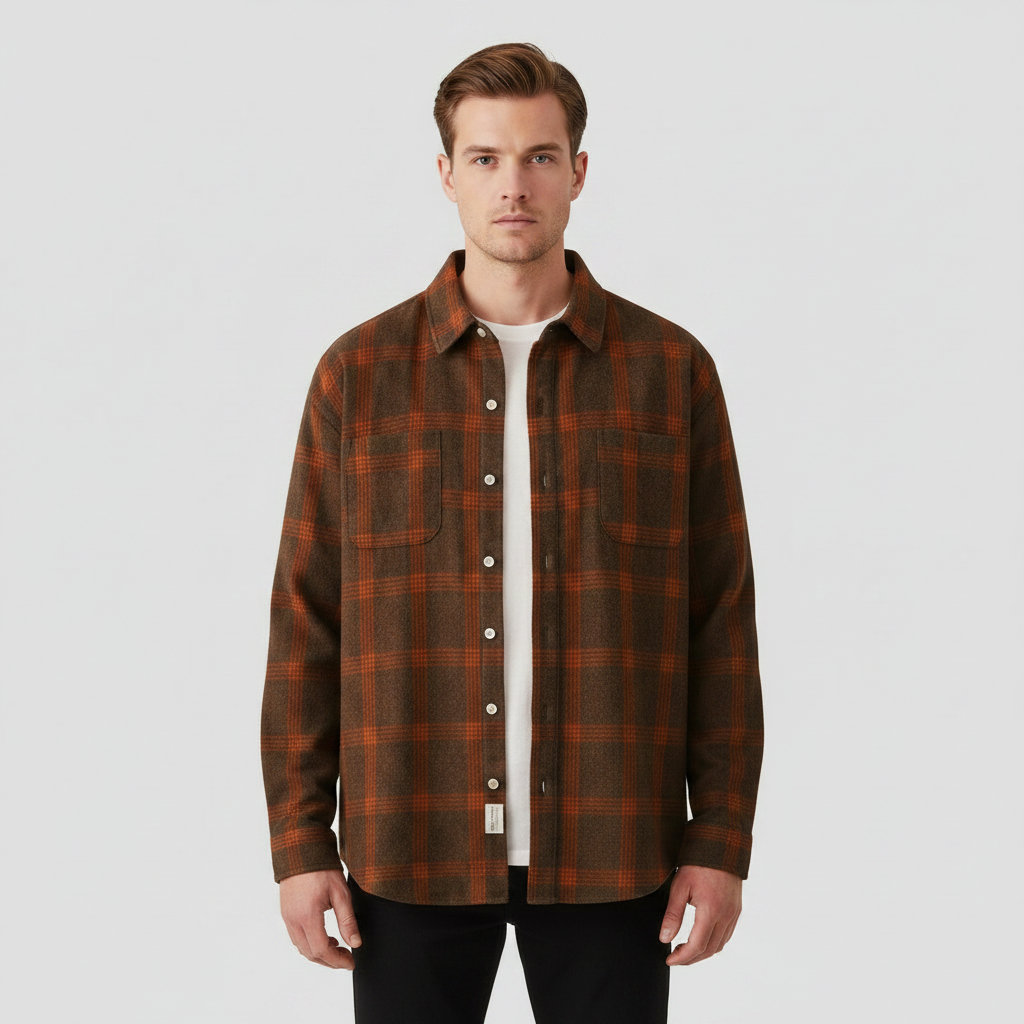 Camisa Xadrez Masculina Manga Longa com Bolsos | Camisas Homem