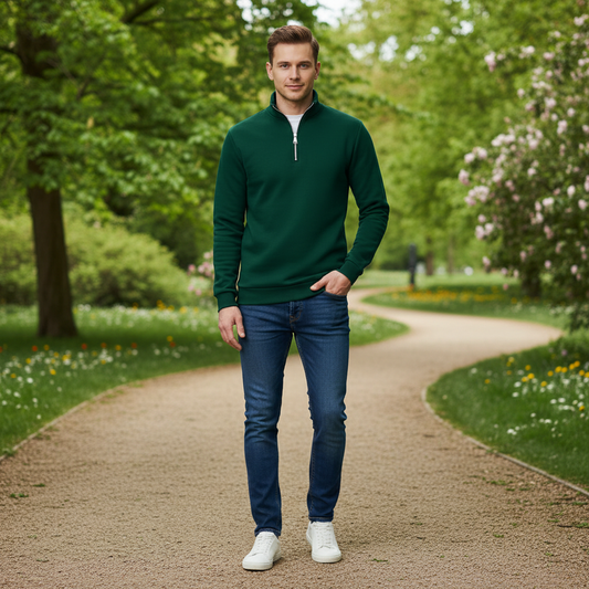 Sweatshirt Masculino com Gola Alta e Zíper Curto | Casual e Confortável
