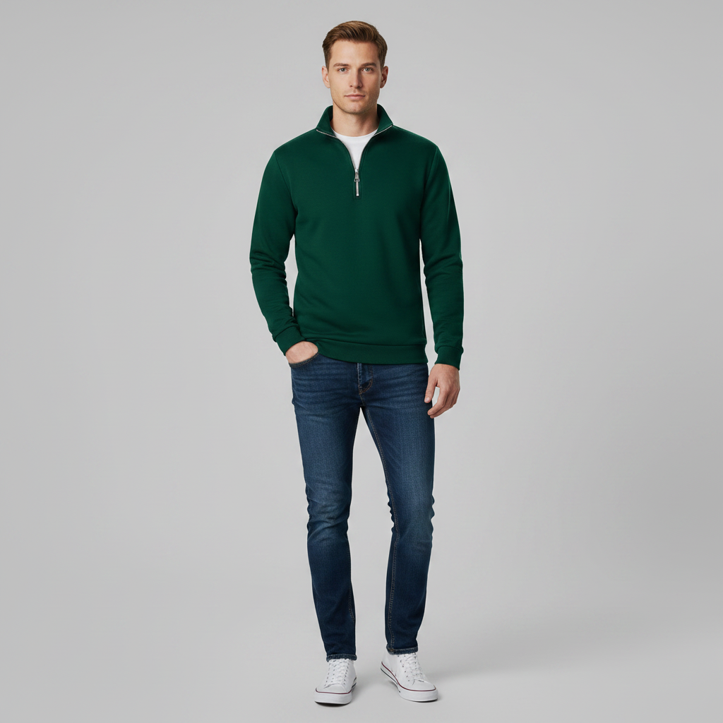 Sweatshirt Masculino com Gola Alta e Zíper Curto | Casual e Confortável