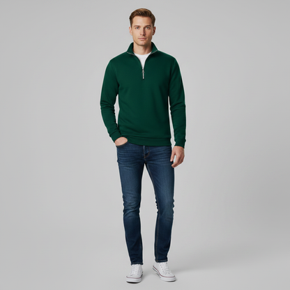 Sweatshirt Masculino com Gola Alta e Zíper Curto | Casual e Confortável