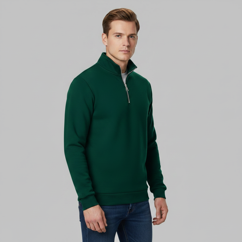 Sweatshirt Masculino com Gola Alta e Zíper Curto | Casual e Confortável