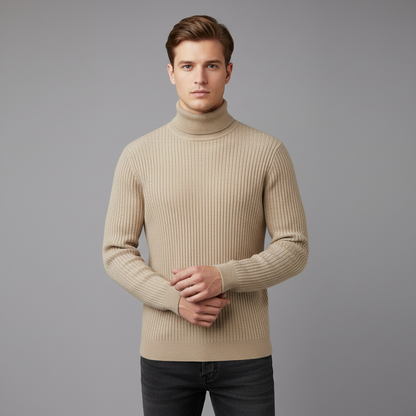 Suéter Masculino Gola Alta Canelado | Slim Fit Casual