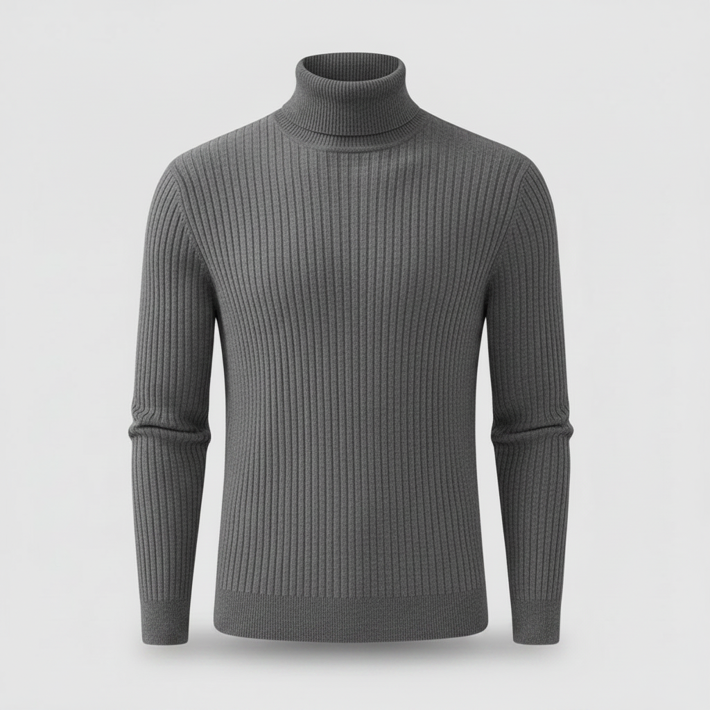 Suéter Masculino Gola Alta Canelado | Slim Fit Casual
