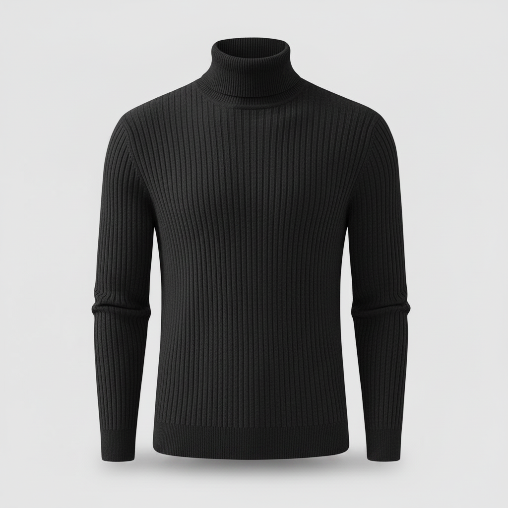 Suéter Masculino Gola Alta Canelado | Slim Fit Casual