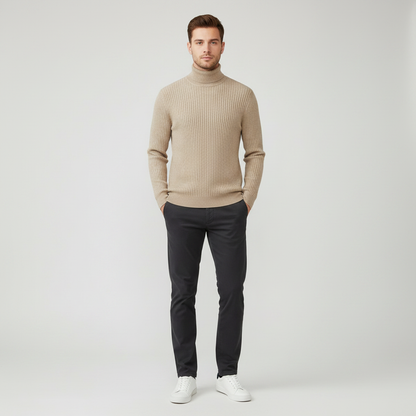 Suéter Masculino Gola Alta Canelado | Slim Fit Casual