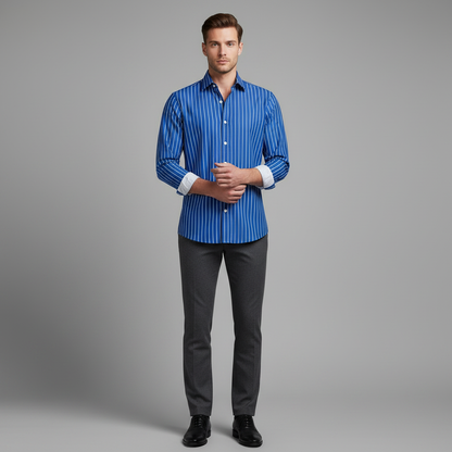Camisa Listrada Masculina Slim Fit | Camisas Homem Elegantes