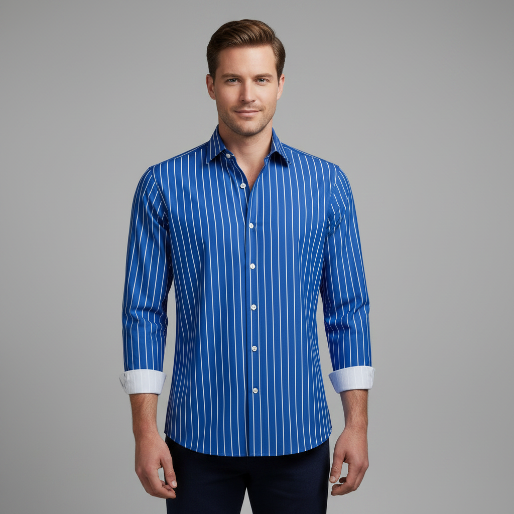 Camisa Listrada Masculina Slim Fit | Camisas Homem Elegantes