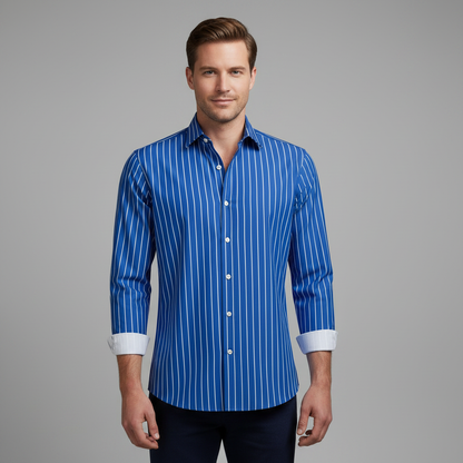 Camisa Listrada Masculina Slim Fit | Camisas Homem Elegantes