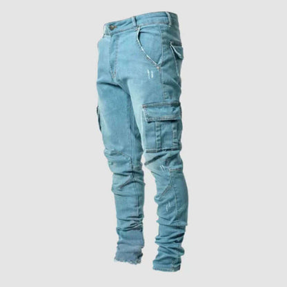 Calça Cargo Slim Fit Masculina em Denim Stretch