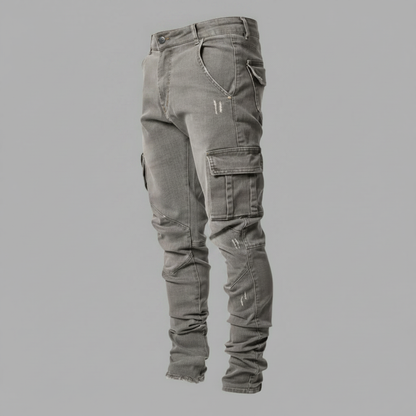 Calça Cargo Slim Fit Masculina em Denim Stretch