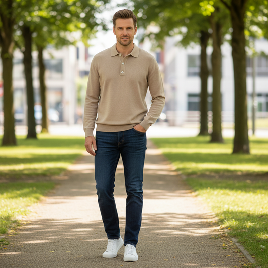 Camisa Polo Masculina Manga Longa | Camisa Casual para Homem
