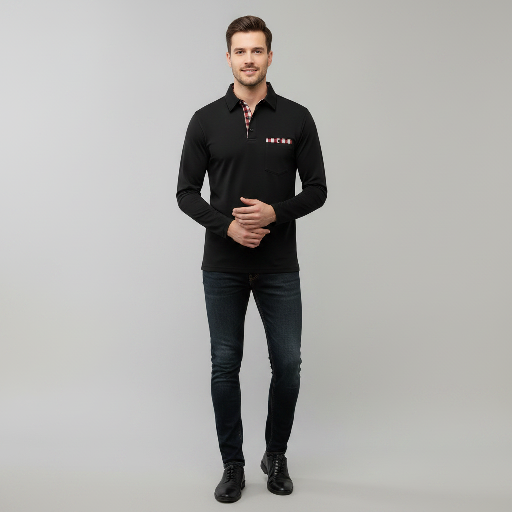 Camisa Polo Manga Longa Clássica | Polos Manga Comprida Homem