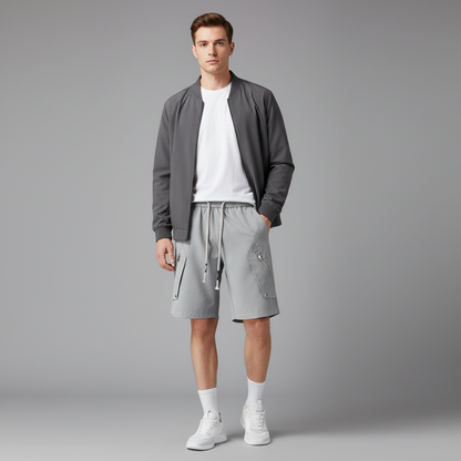 Calção Para Homem Utilitário com Bolsos com Zíper | Calções Masculinos